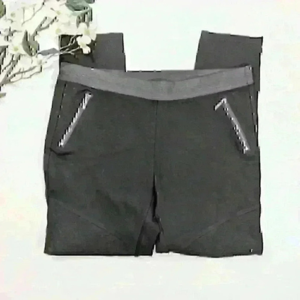 Material Girl Black Thick Leggings Exposed Zippers